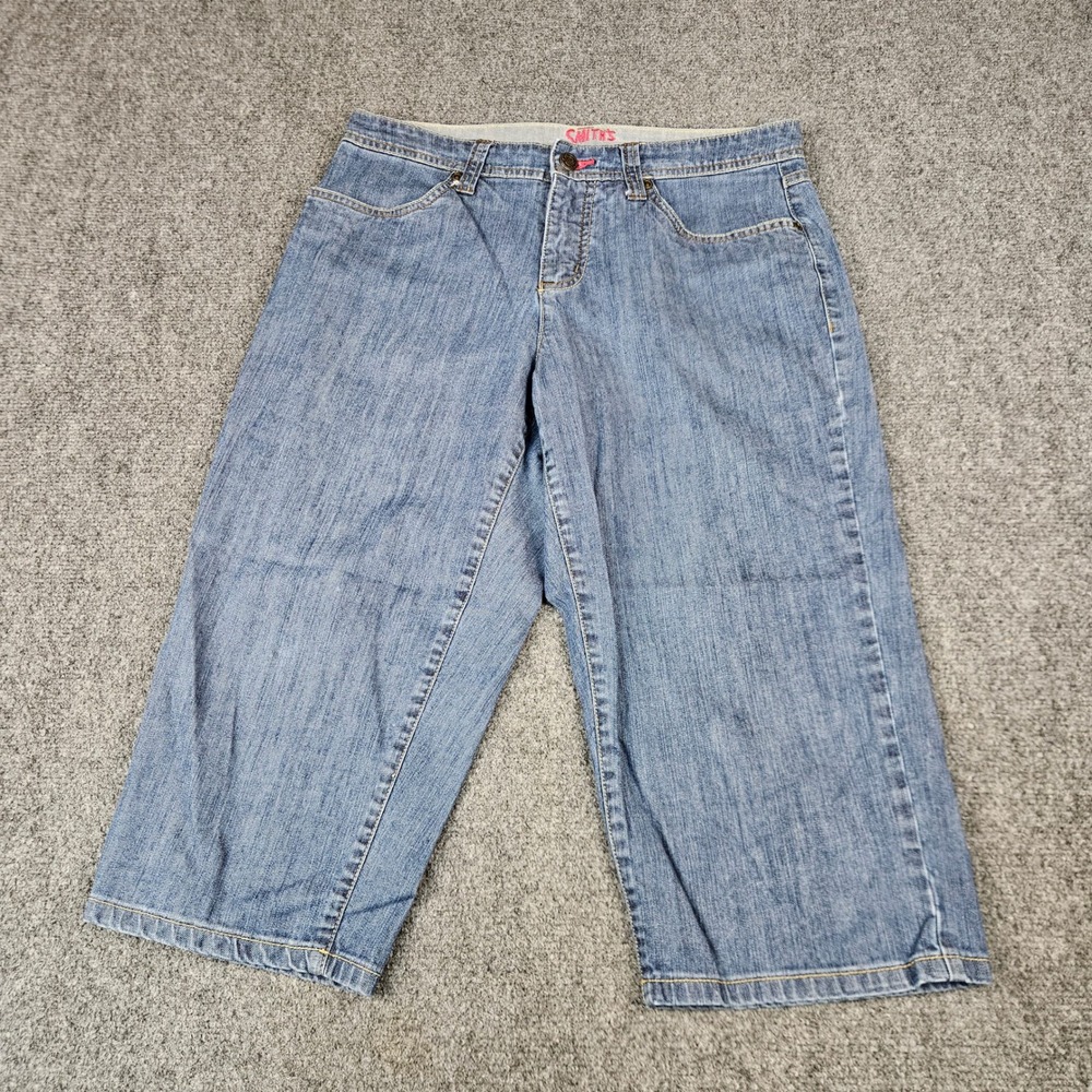 Smith's Dungarees Jeans Womens 6 Blue Denim Capri Pants Stretch Cropped